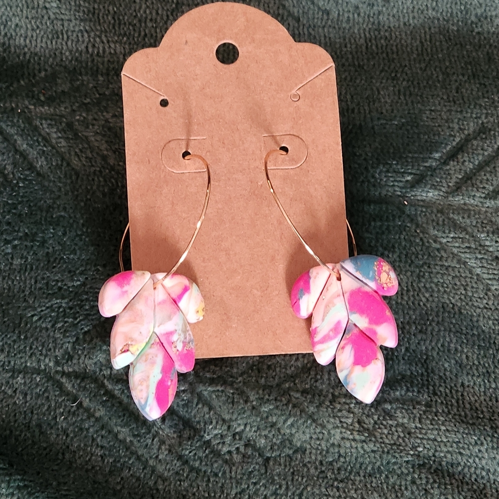 Hand-made Colorful Leaf Drop Earrings
